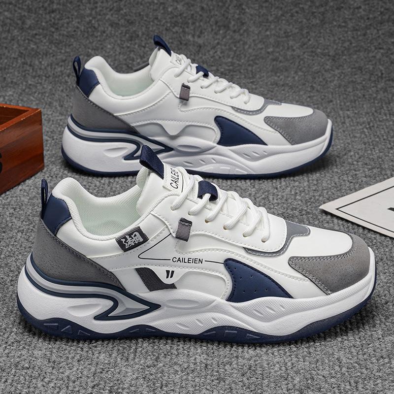 Men s sports single shoes spring and autumn versatile Guochao men s leather surface waterproof and light casual running dad shoes men 39