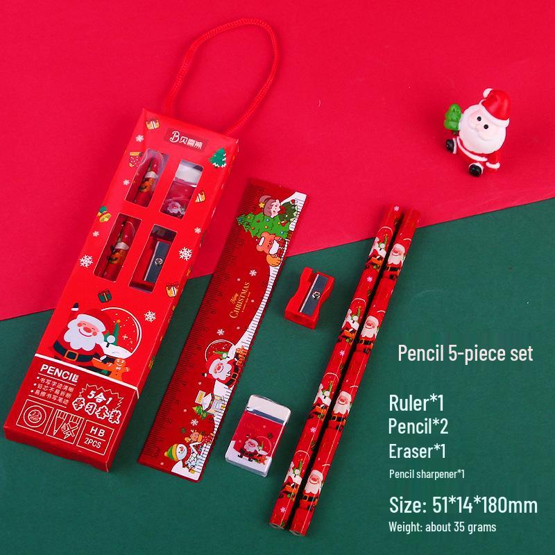 

Children s Christmas Handbag 5-Piece Stationery Set - Ideal Holiday Gift for Students