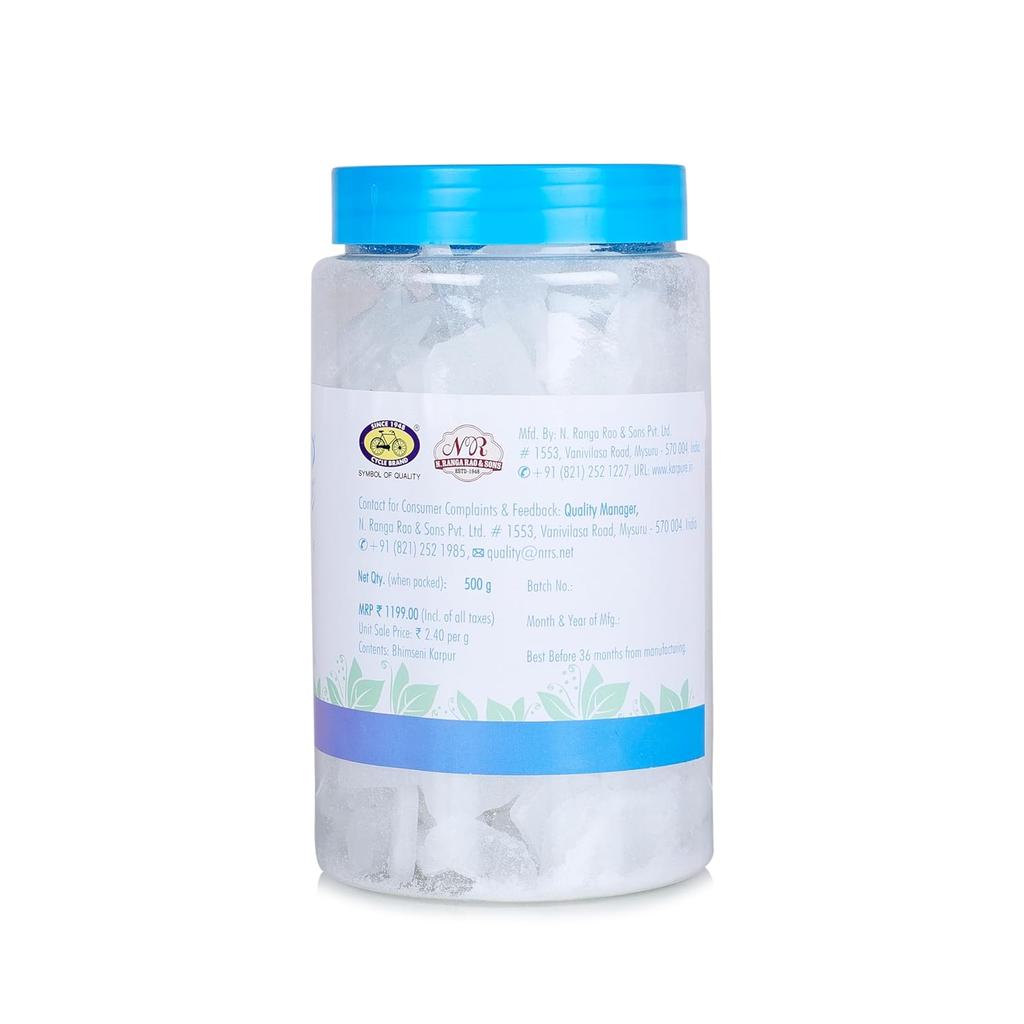 Cycle Pure Bhimseni Camphor Original 500Gm Pack of 1 for Puja Rituals and Long-Lasting Fragrance Experience