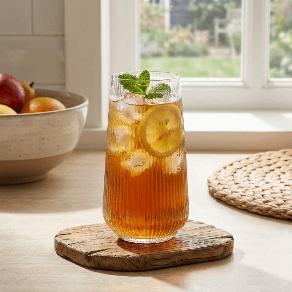 Heat-Resistant Ribbed Glass Cups Vertical Stripes Milk Cup Tea Mug Juice Cup Office