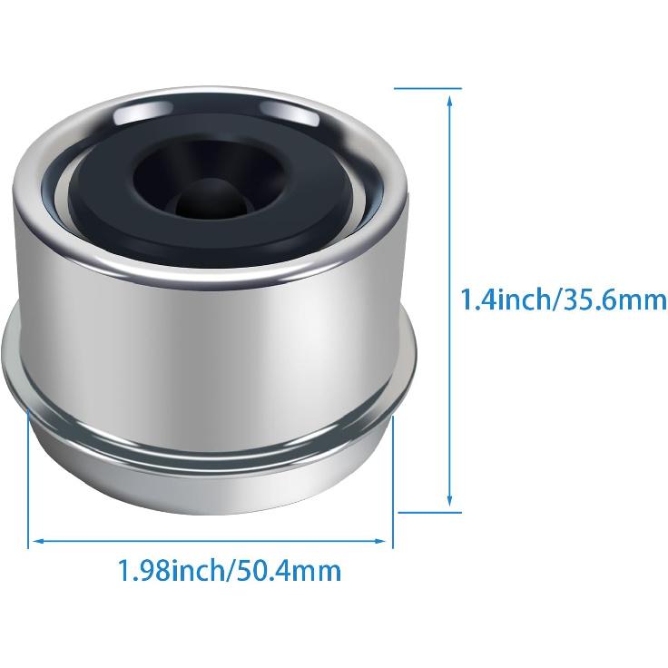 1.98" Trailer Hub Caps (4PCS) With Rubber Plugs & Tallation Tool Snug-Fit, Rust-Resistant Bearing Dust Caps For 2000-3500 Lb Axles Protects Trailer