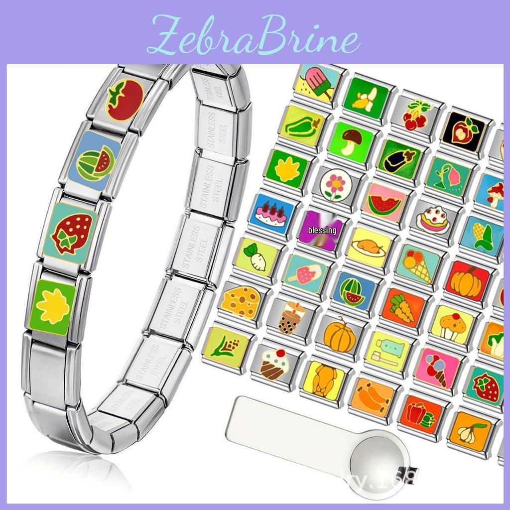 Bracelet Modular Titanium With Steel Cartoon Fruit And Vegetable Charms