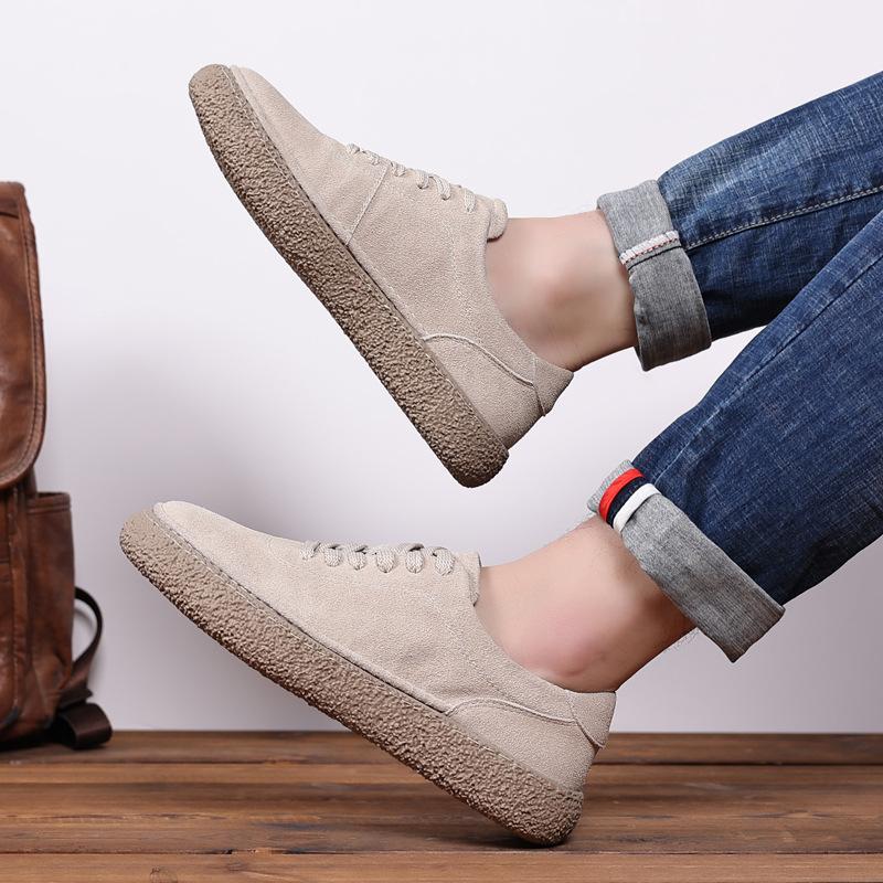 Men's Shoes Spring  Retro Brown Sneakers Men's Suede Lace-up Casual Shoes Soft Bottom Soft Surface Flat Shoes