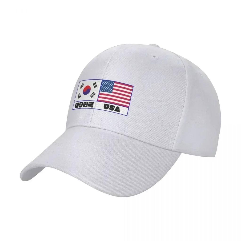South Korea Flag USA Flag Baseball Cap Sunhat Golf Wear Unisexs Luxury Womens