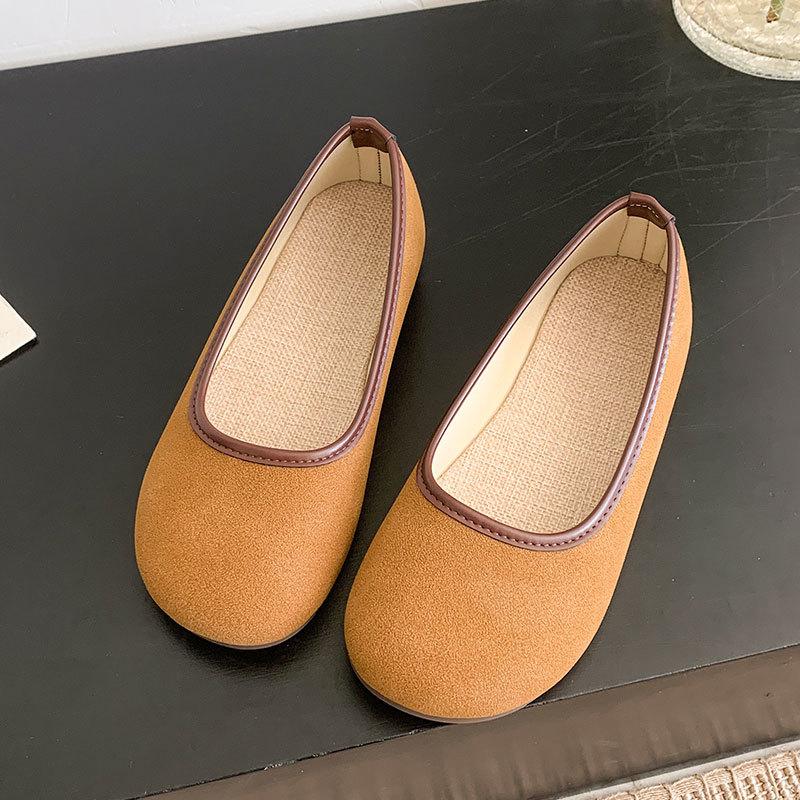 Vintage Mary Jane  shoes big head knitted soft sole breathable flat bottom versatile shallow mouth single shoes  Doudou shoes