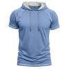Men’s Shirts Short Sleeves Hooded T-shirts Fitness Tops Summer Casual Wear Pullover Hoodie