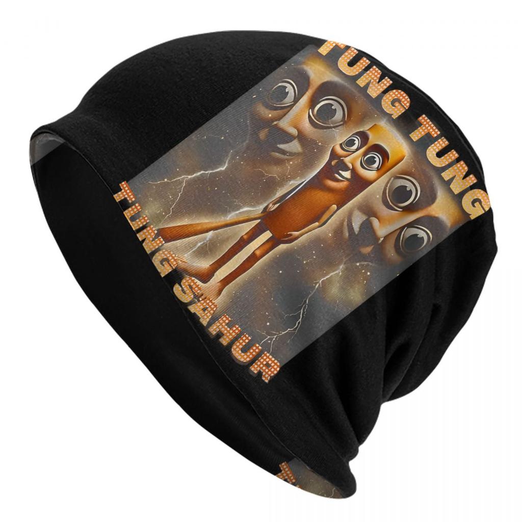 Tung Tung Tung Sahur Skullies Beanies Hat Funny Italian Brainrot Meme Spring Unisex Street Caps Warm Dualuse Bonnet Hats