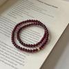 Beaded Garnet & Gold Square Bead Double Wrap Bracelet for Men & Women