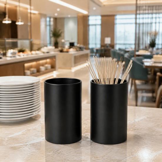 Accessori Minimalisti per Cucina Portacannesucchi in Acciaio Inossidabile, Organizer per Utensili Nero Opaco, Contenitore Ampio ad Accesso Facile, Barile di Stoccaggio Durevole