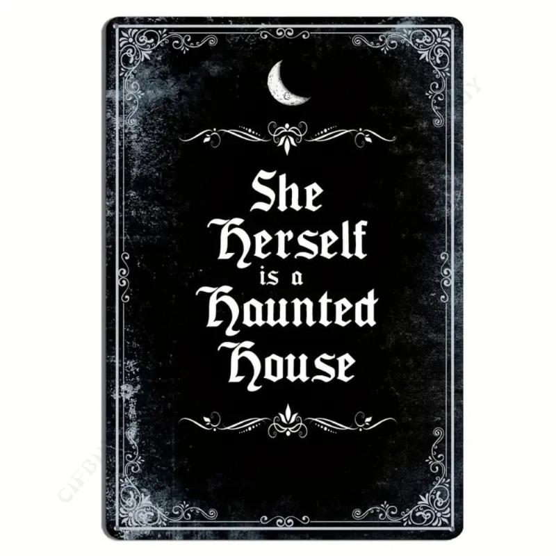 Vintage Witch Metal Wall Art, Halloween Gothic Decor Sign