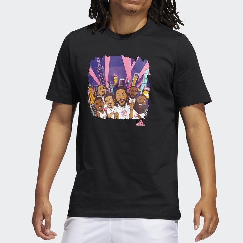 Adidas Shanghai Basketball Short Sleeve T-Shirt Men Tops Black GL4427