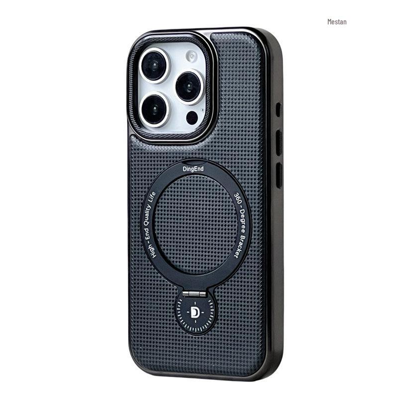 

Compatible Rotating Bracket & Magnetic Adsorption Case for iPhone 13-17 Pro Max - Electroplated, Full Coverage Leather Design iPhone 17 Air 6.5 inches