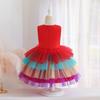 Kleider für kleine Mädchen Bunte Mädchen Puffige Melaleuca Kontrastfarbe Funkelndes Kinder Geburtstagskleid Elegant Weiches Partykleid Ballkleid für Mädchen