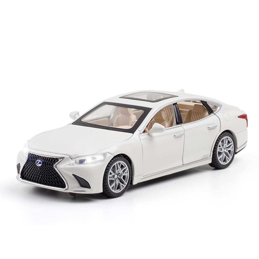 

1/32 Lexus LS500H Toy Car for Children Diecast Miniature Model Pull Back Doors Openable Sound & Light Collection Gift for Boy белый