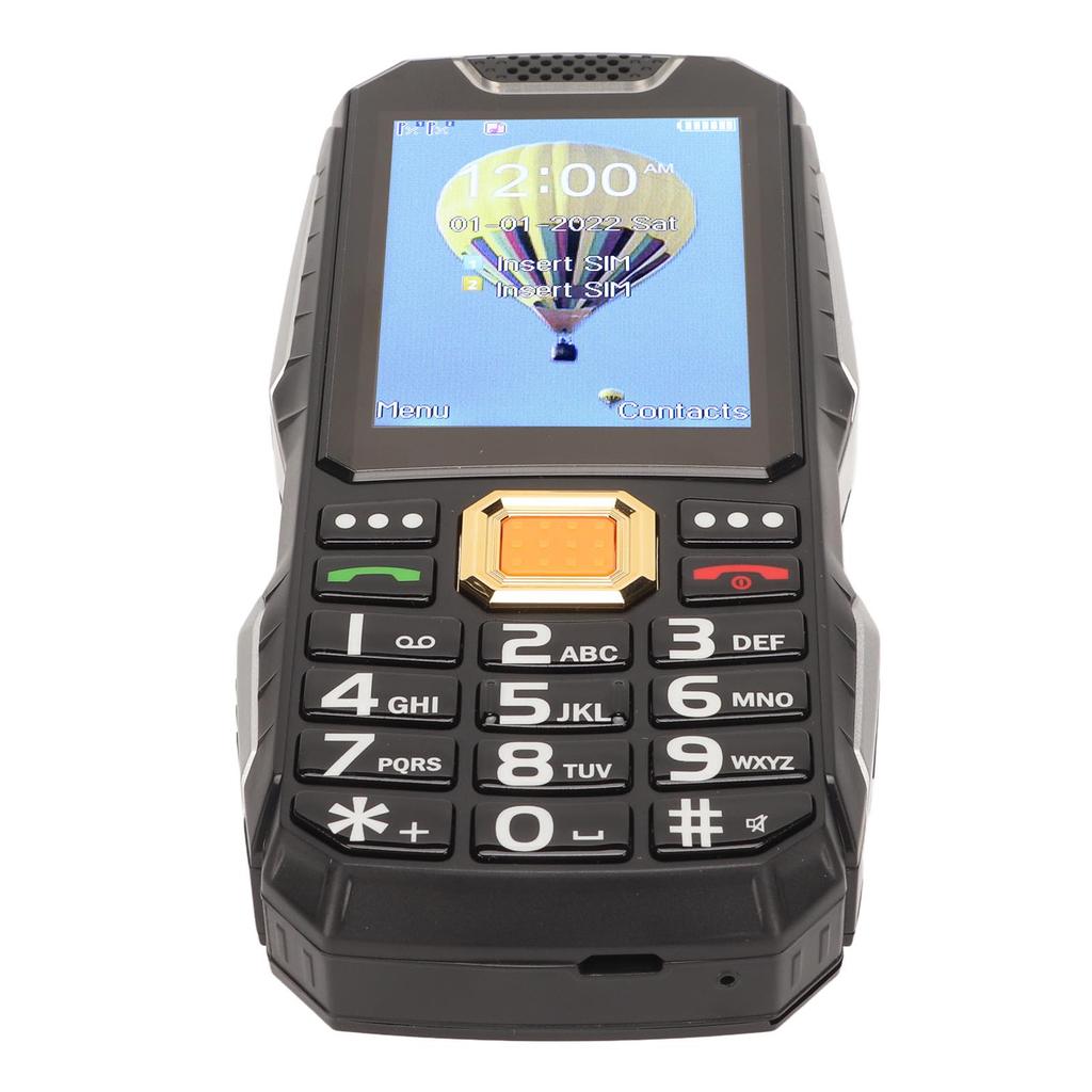 2G Senior Cellphone 2.8in HD Screen 3D Big Button Dual Card Senior Cellphone with Flashlight Black