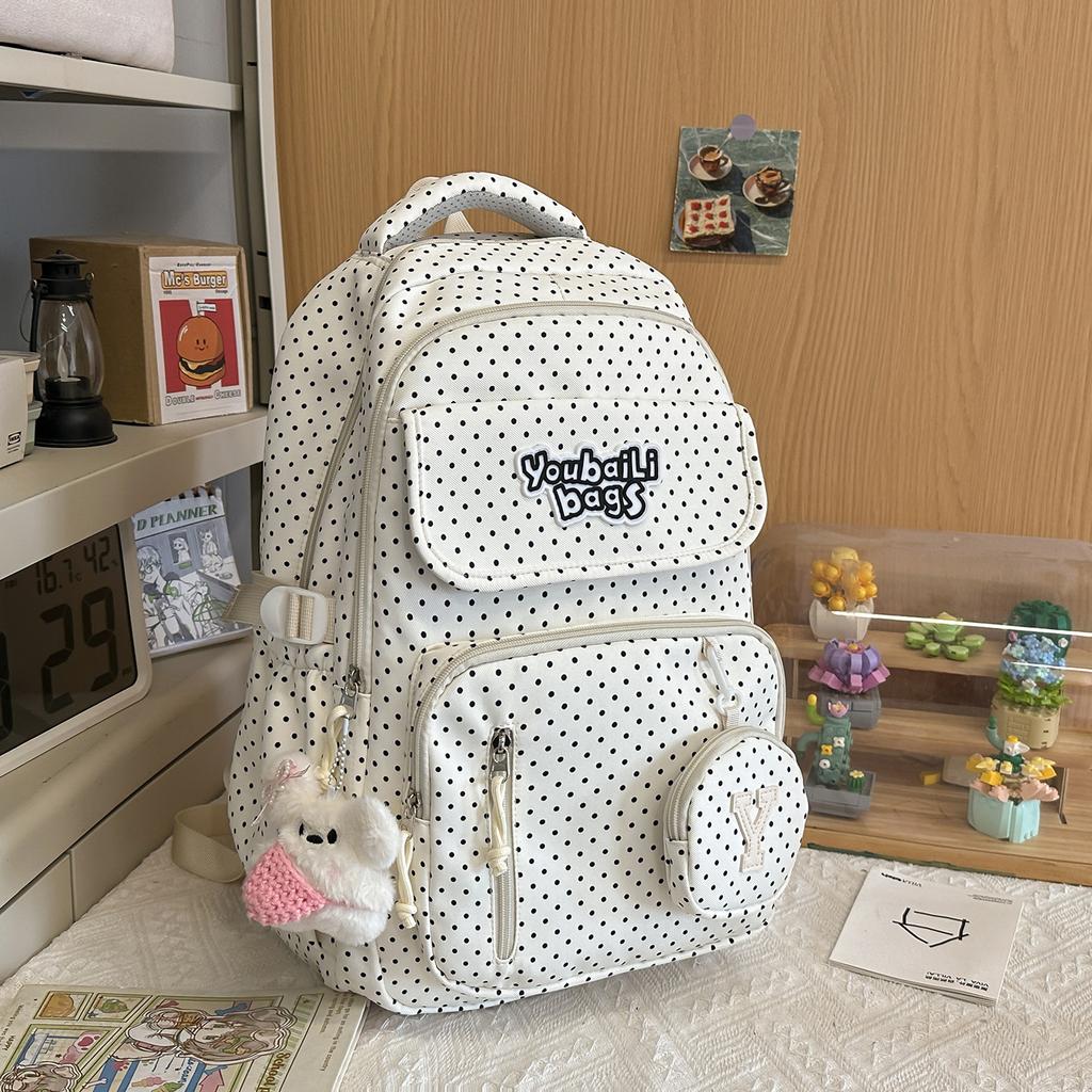 Schoolbag new high-value polka dot backpack large-capacity Korean primary school student schoolbag female foreign school backpack