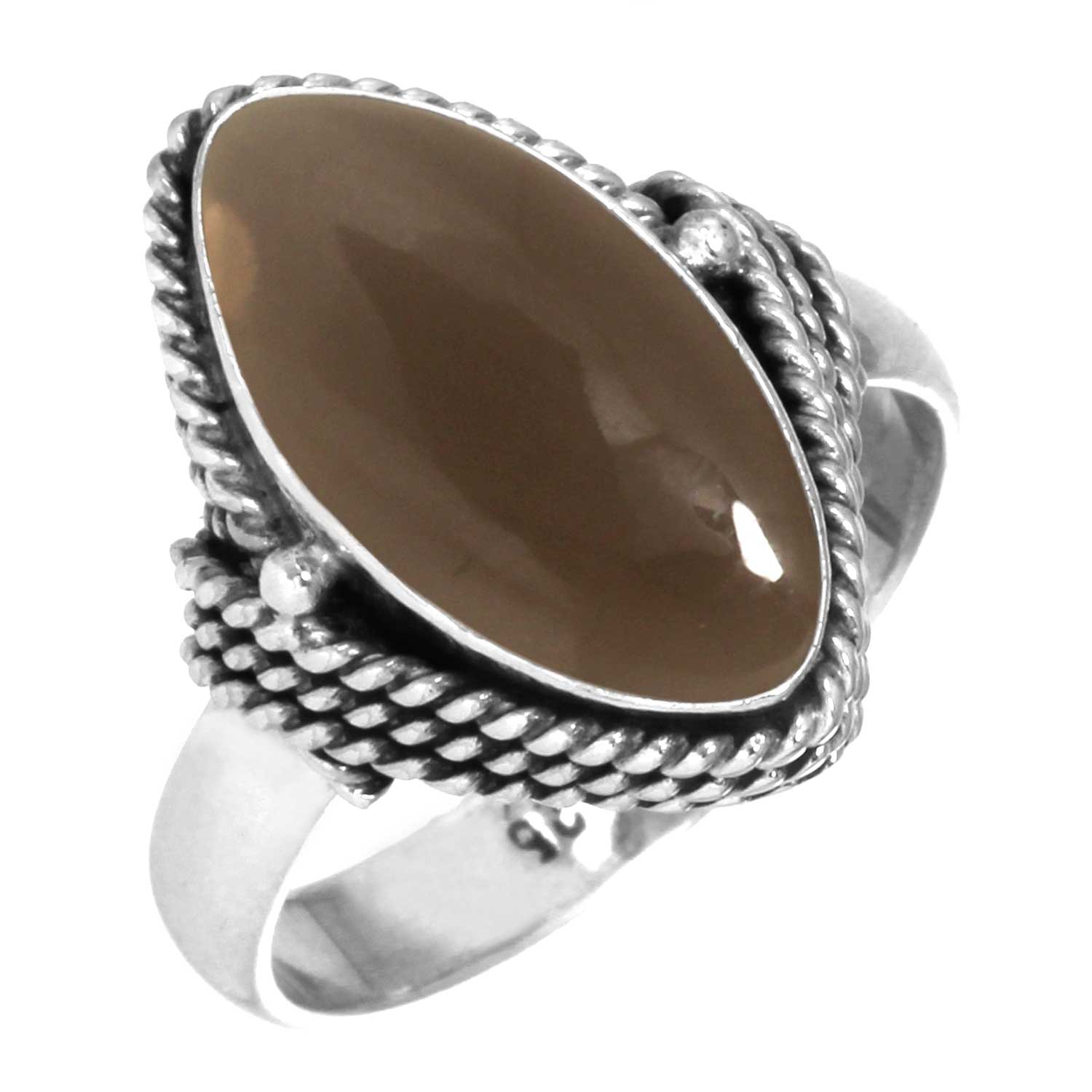 

Кольцо из стерлингового серебра 925 пробы с драгоценными камнями, ювелирные изделия ручной работы, подарок на День святого Валентина, малахит, лунный камень, розовый кварц, красный камень, дымчатый топаз, тигровый глаз 7.5 дымчатый топаз