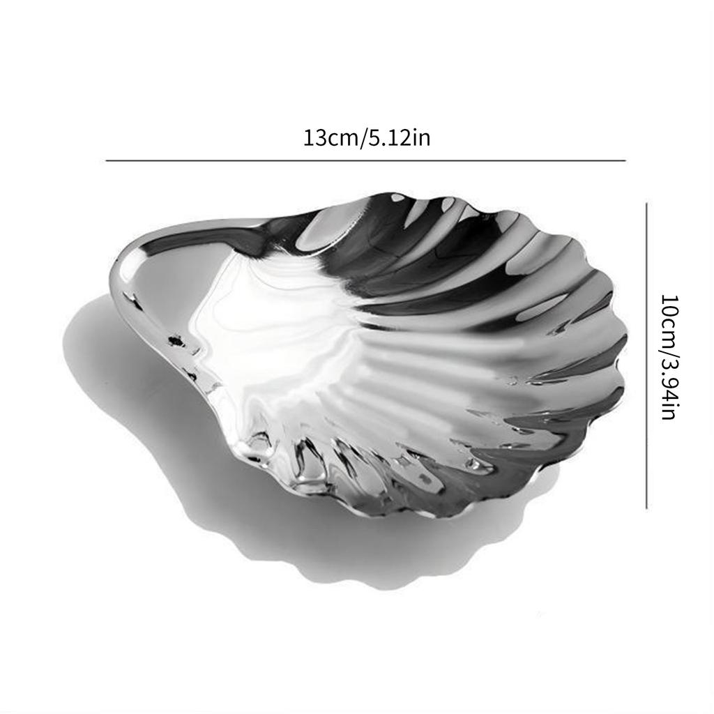 Nerezová ocelová skořápka ve tvaru skořápky, talíř na šperky pro elegantní servírování a skladování kuchyňského jídelního nádobí