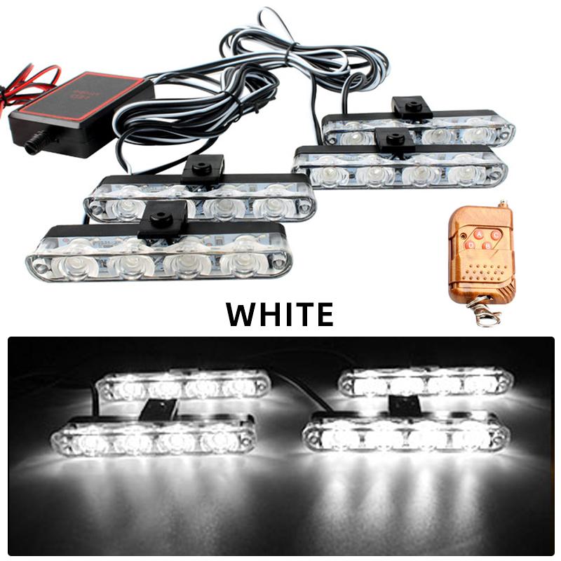 4 In 1 Rot Blau Notfall Blitzer Lichter Polizei Lichter 12V Mit Drahtloser Fernbedienung Blitz Kühlergrill Licht für Autos LKW Van SUV