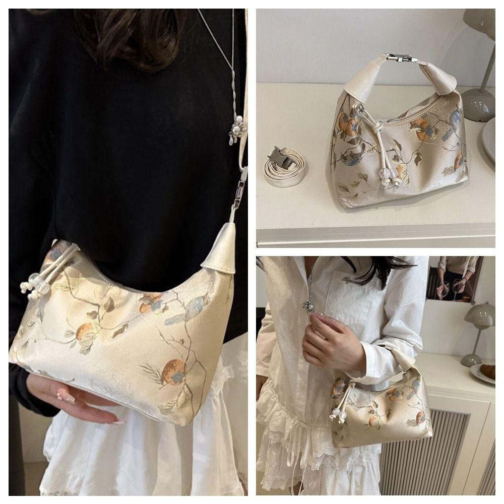 Canvas Chinese Style Handbag Zipper Cheongsam Bag Luxury Pea Purses  Women