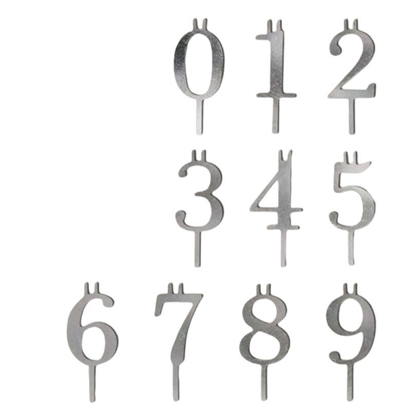 

Silver Reusable Metal Digital Birthday Cake Candle Holder Set, Easy Number Change Cakes Topper Decorations