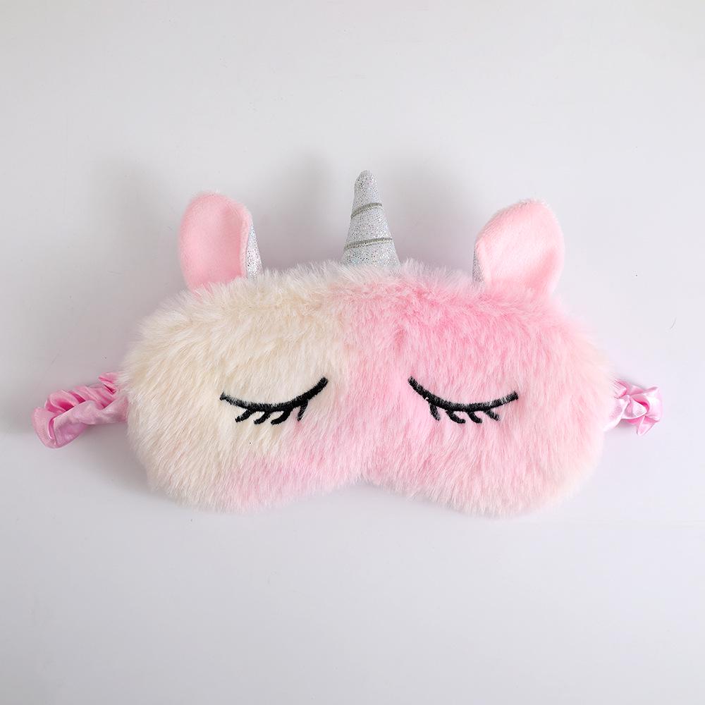 Gradient Plush Unicorn Sleep Mask - Cute, Colorful, Light-Blocking Eye Protector