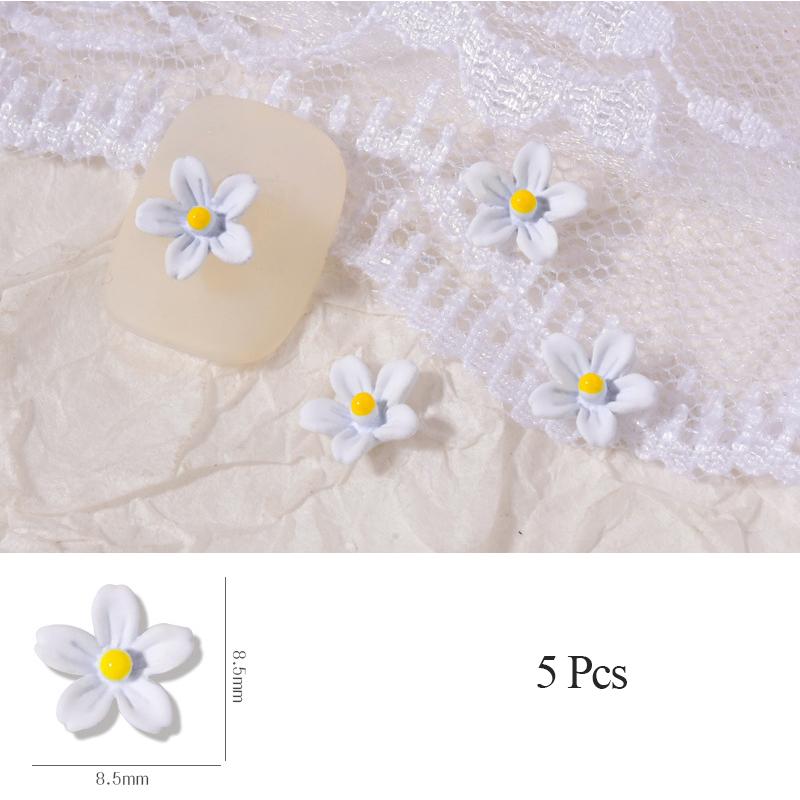5 Sets of Nail Metal Small Flower Nails Frosted Hyuna Three-dimensional Color Flower Nail Art Accessories