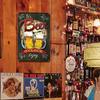 Vintage Metal Beer Clock Sign Rectangular Tin Poster Bar Wall Art 20x30 cm