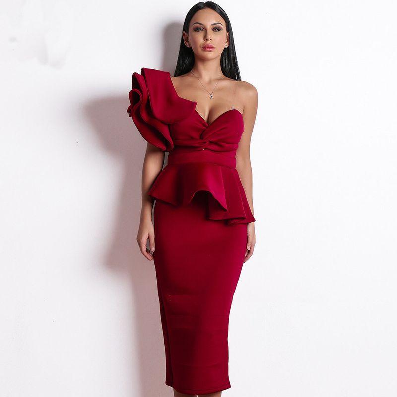 Evening Dress Women's Sexy Off-The-Shoulder Party Dinner Dress Red Sexy Birthday Dress Red