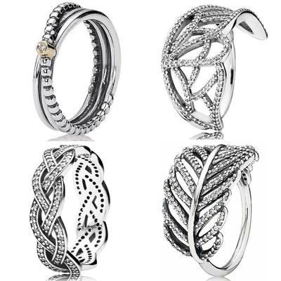 Nuovo anello in argento sterling 925 leggero come una piuma Anello eternità intrecciato con doppia farfalla d'amore con cristallo per gioielli da donna
