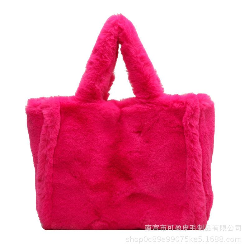 Plush bag autumn and winter new plush bag portable shoulder tote bag large capacity casual versatile underarm bag