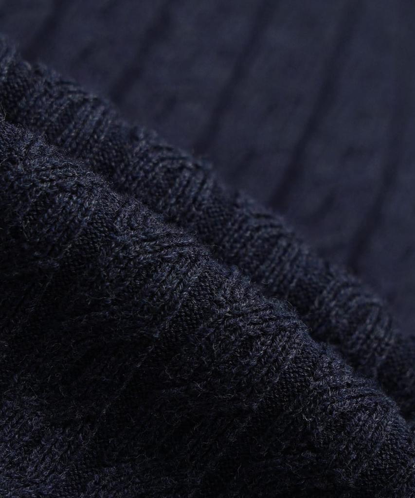 Brooks Brothers Cotton Cable Polo Cardigan (Navy) (Bbwcmmf302)