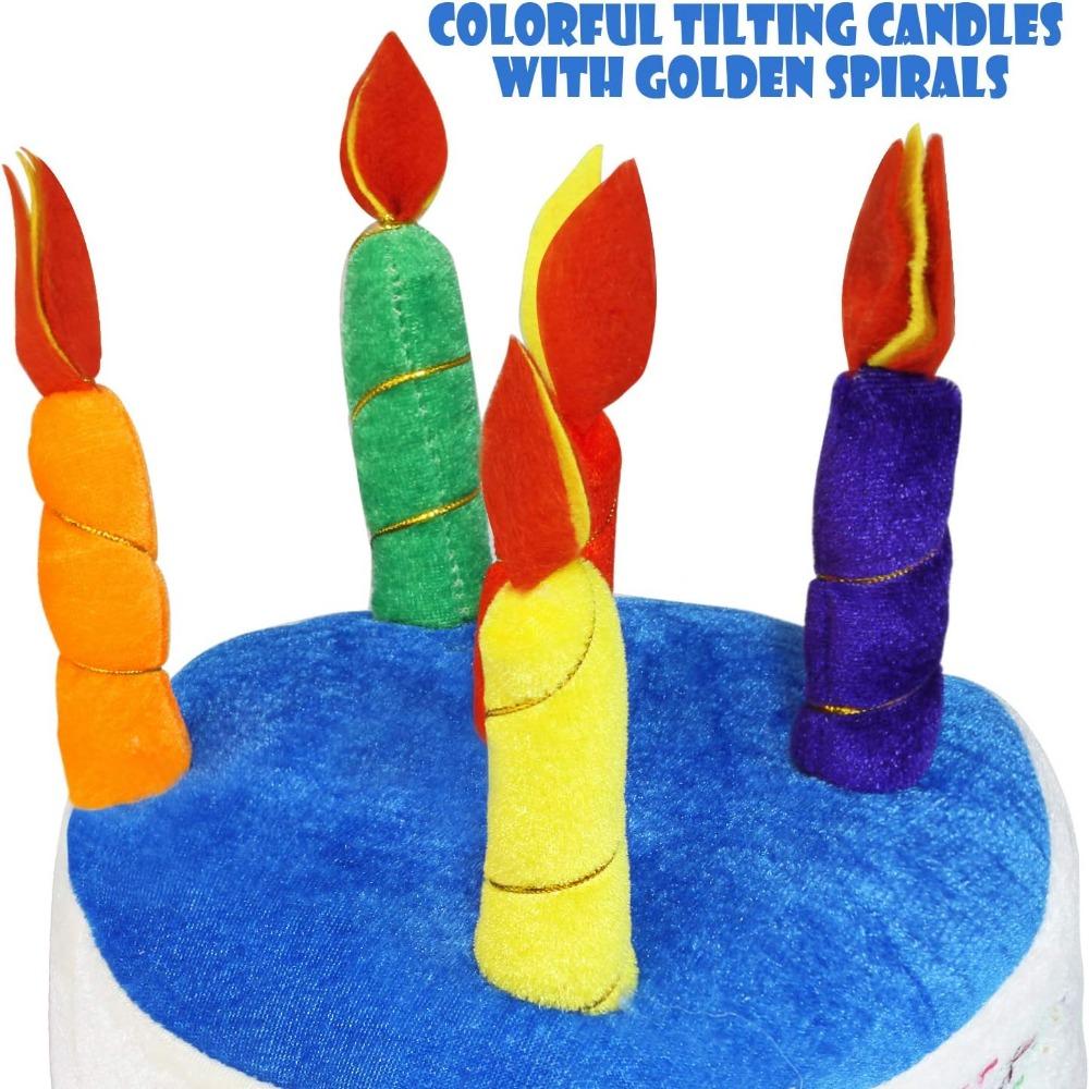 Plush Birthday Cake Hat and Glasses Set 2pcs Novelty Birthday Party Accessories for Kids Adults Happy Birthday Celebration Decor