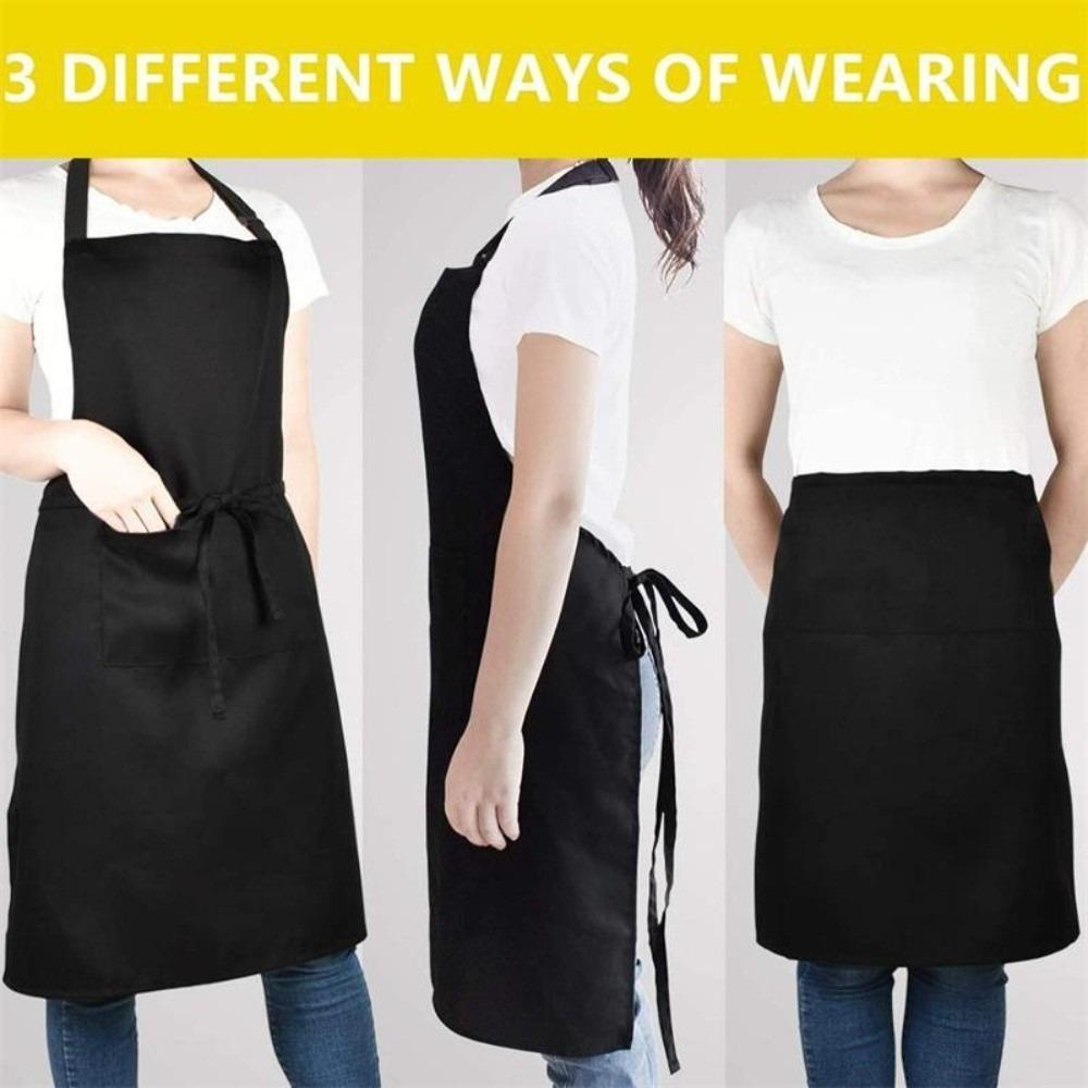 Solid Color Household Waterproof Apron Multi-functional Unisex Work Clothes Pocket Apron  Studio