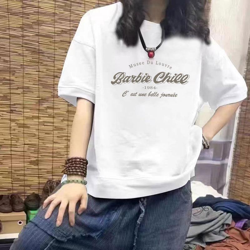 

Women s Casual Loose-Fit Cotton T-Shirt, Short Sleeve, Slimming, Plus Size, Trendy Print Design S for under 85 lbs