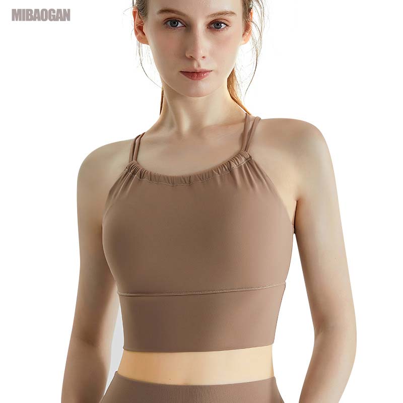 

Женский спортивный бюстгальтер со складками S пастель красный