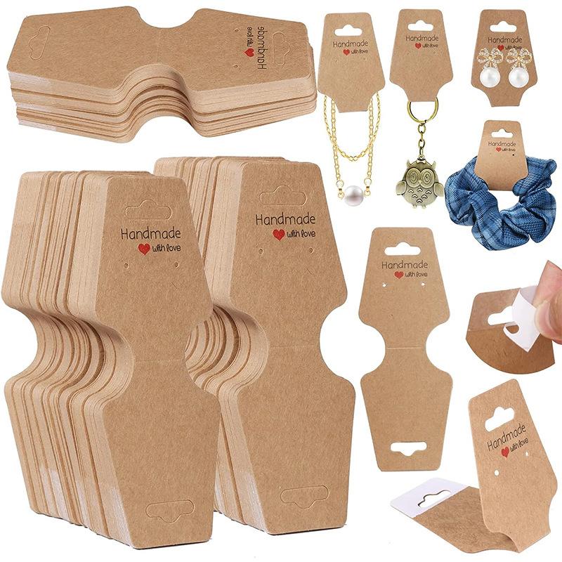 100Pcs/Lot Necklace Card Pendant Diy Handmade Folding For Hair Clip Bracelet Jewelry Display Self-Adhesive Paper Hang Tags Card