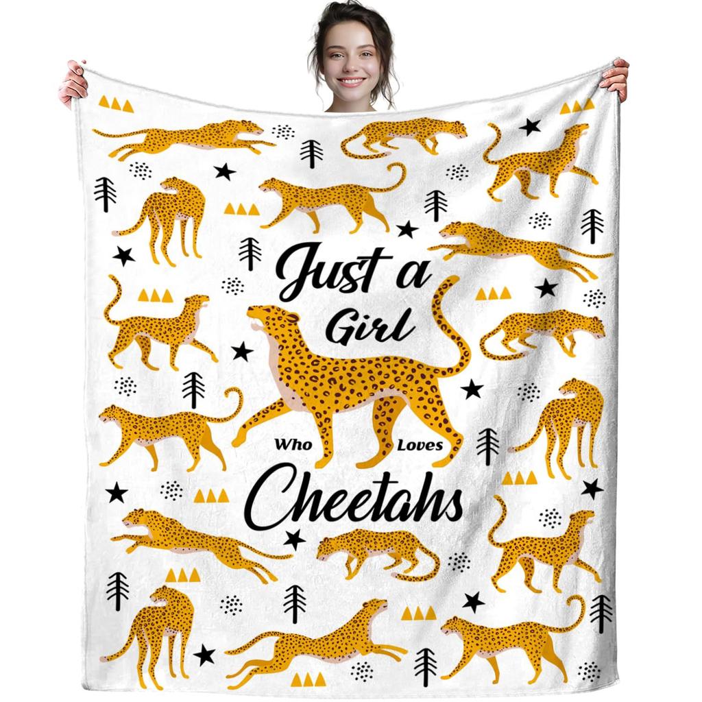Cartoon cheetah animal digital-printed polyester Bedroom velvet flannel cover blanket Fleece soft sofa cover blankets for beds