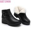 Fashion GKTINOO Fashion Winter Women Genuine Leather Ankle Boots Female Thick Plush Warm Snow Boots Mother Waterproof Non-slip Booties
