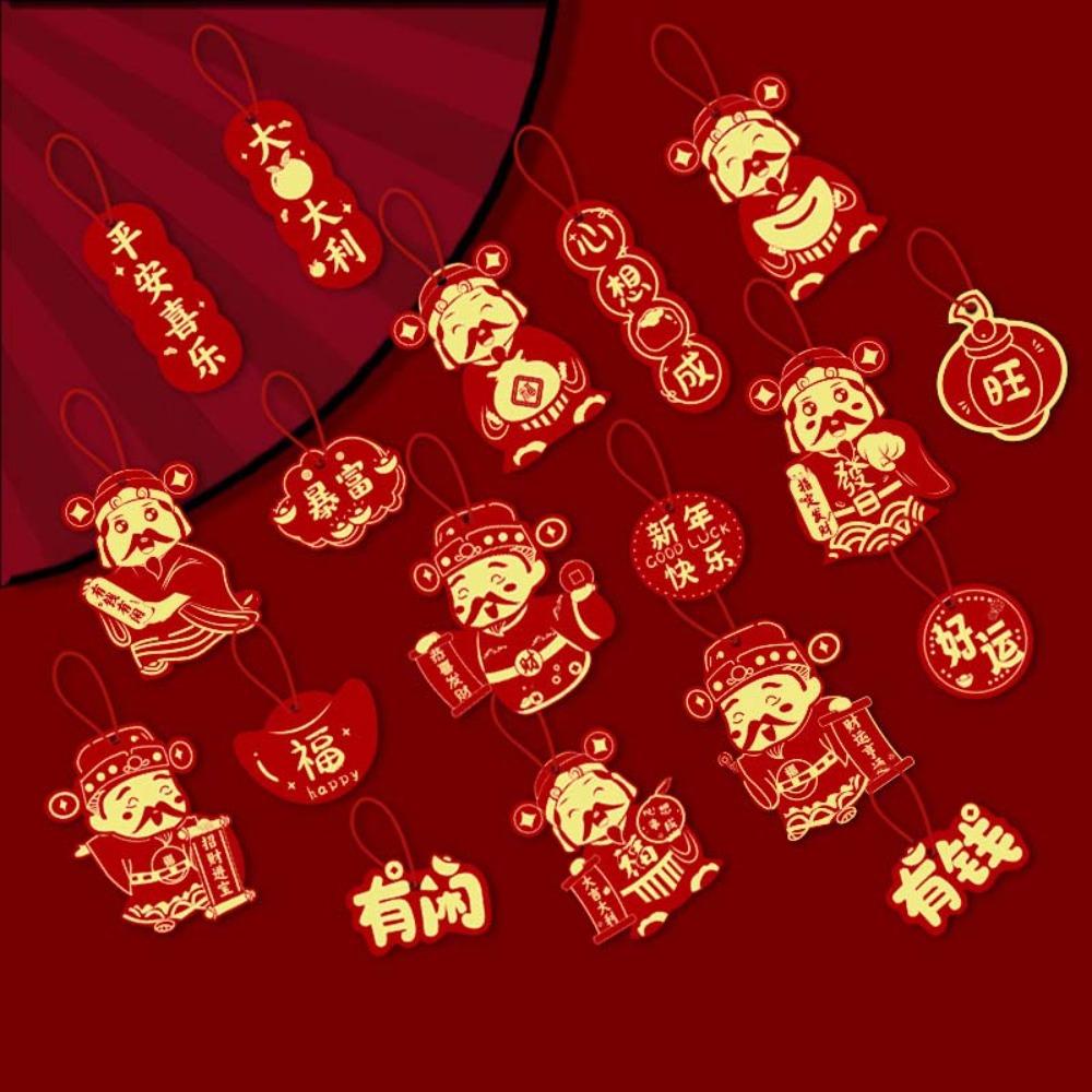 16/18pcs Blessing Words Chinese New Year Pendant Potted Plant Hanging Card  Chinatown