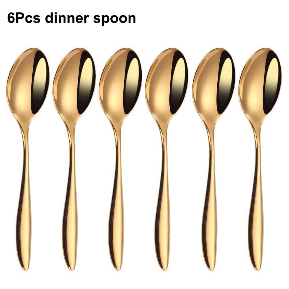 6/16/20/24 Stück Gold Geschirr Edelstahl 304 Besteckset Westliches Dinner-Set Spiegel Messer Gabel Löffel Glatter Griff Besteck