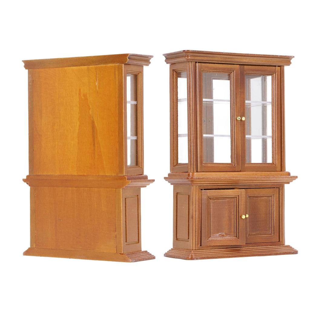 1:Bibliotecă Miniatură la Scara 12 Dulap din Lemn Foarte Simulat Afișaj pentru Decorarea Casei de Păpuși