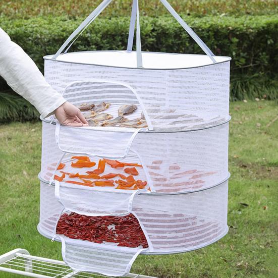 Multi-Layer Hanging Drying Basket with U-Shaped Zipper Design for Food, Fish, and Clothes