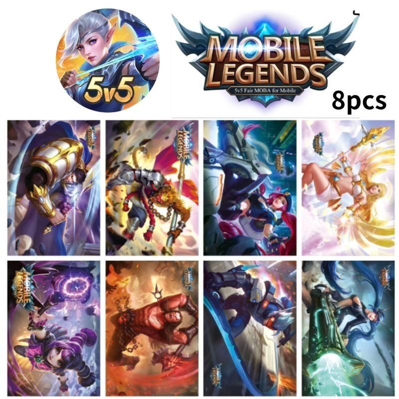 8pcs Legends Mobile Poster Copperplate Paper Home Collection Decoration Fans