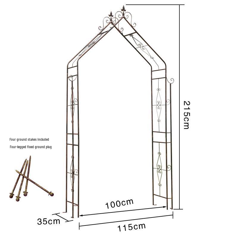 American Wrought Iron Garden Arch Flower Stand & Climbing Frame with Base Tray for Terrace and B&B Decor