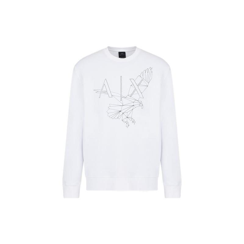 Armani Exchange SS23 Logo Print Crew Neck Casual Long Sleeve Sweatshirt Men sweatshirt White 3RZMAQ-ZJTDZ-1100