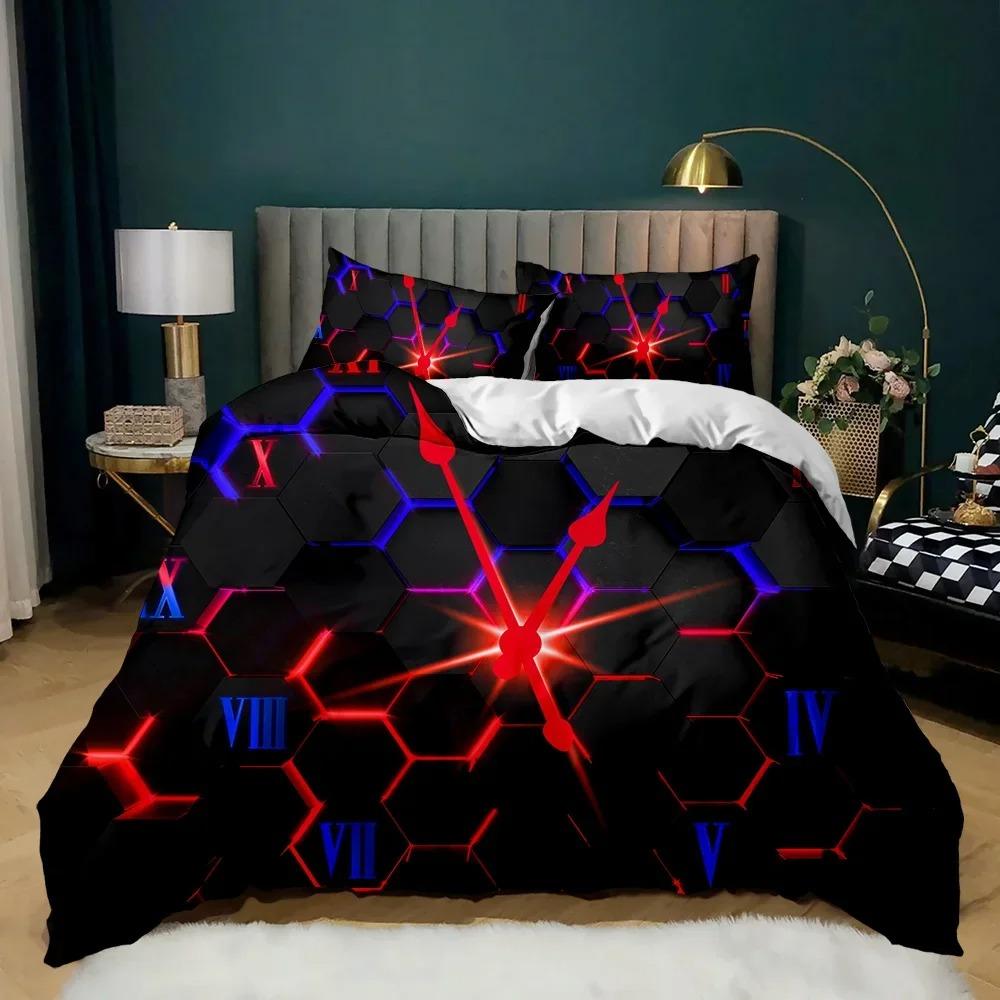 Geometric Duvet Cover Multicolor Honeycomb Hexagon Bedding Set Geometric Theme Metal Texture S