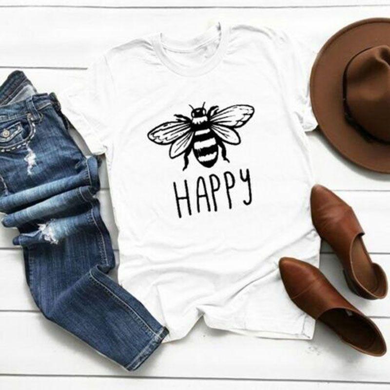 Women Graphic Bee Print T Shirts Cute Soft Loose Fit Summer Casual Tee Sizes S 5xl