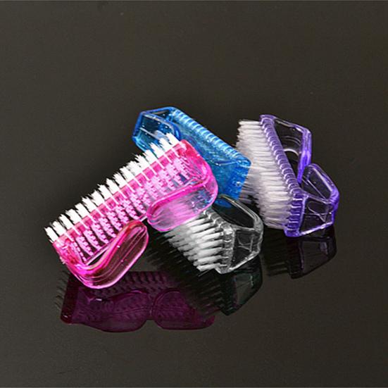 4Pcs Plastic Handle Grip Nail Dust Brush Fingernail Scrub Cleaner Pedicure Tools