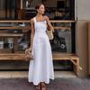 European and American Commuter White Cotton and Linen Vest Skirt Women's Autumn Temperament Advanced Sense Small White Skirt A Word Long Skirt Women's